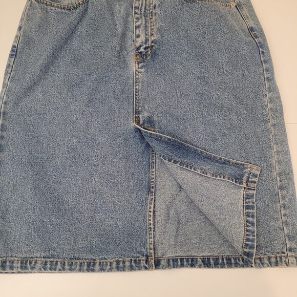 Tommy Hilfiger Jeans Pencil Skirt 100% Cotton Size 8 Front Slit Midi - Picture 5 of 7